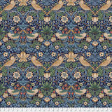 Quilting Cotton Strawberry Thief William Morris Thameside Navy Chocolate