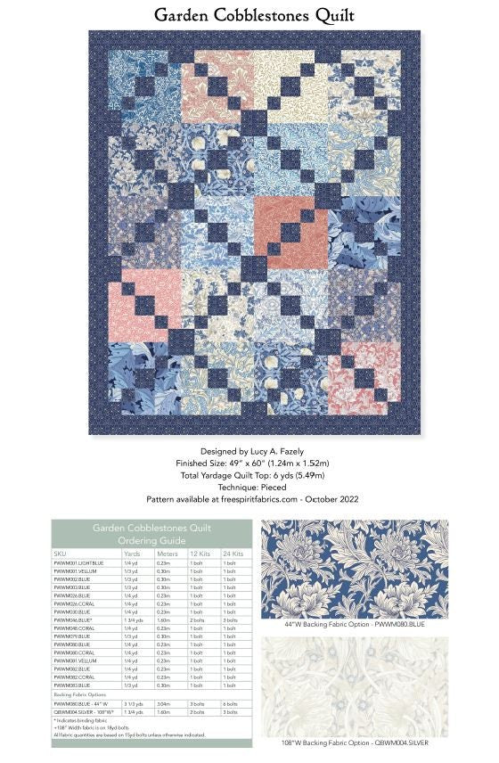Quilting Cotton Original Morris & Co Bachelors Button Blue Wandle Collection