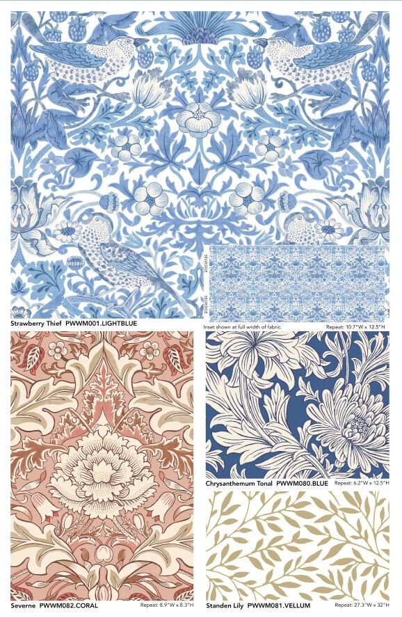 Quilting Cotton Original Morris & Co Bachelors Button Blue Wandle Collection