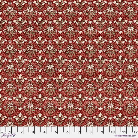 Quilting Cotton Bellflowers Red Cotswold Holiday Collection William Morris