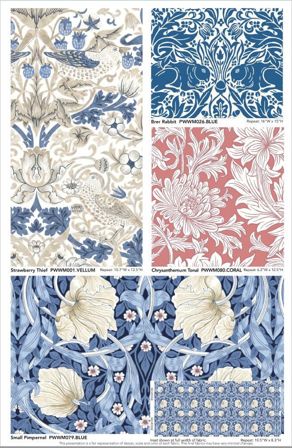 Quilting Cotton William Morris Brophy Trellis Blue Wandle Collection