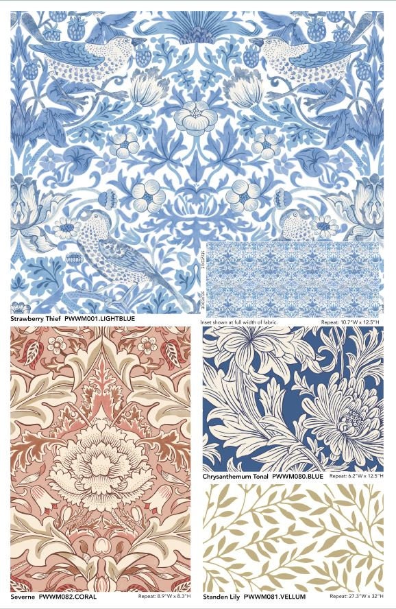 Quilting Cotton William Morris Brophy Trellis Blue Wandle Collection