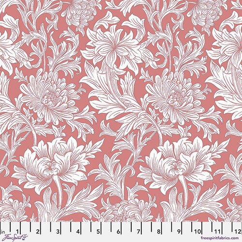 Quilting Cotton Original Morris & Co Chrysanthemum Tonal Coral Wandle Collection