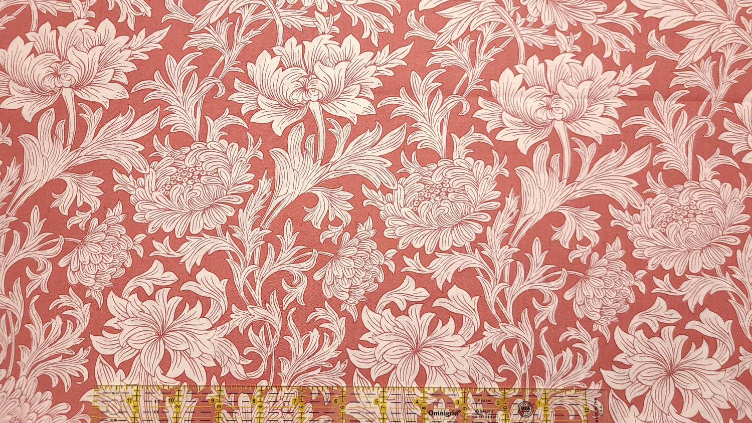 Quilting Cotton Original Morris & Co Chrysanthemum Tonal Coral Wandle Collection
