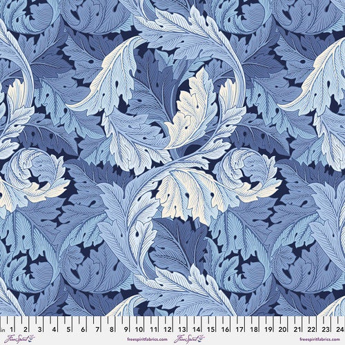 Quilting Cotton Original Morris Large Acanthus Blue Wandle Collection