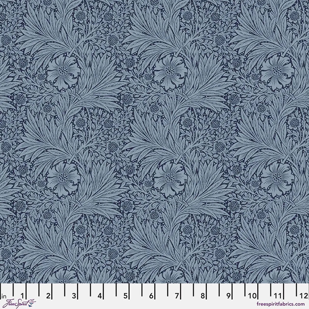 Quilting Cotton ORIGINAL MORRIS & Co Marigold Navy William Morris Floral Free Spirit