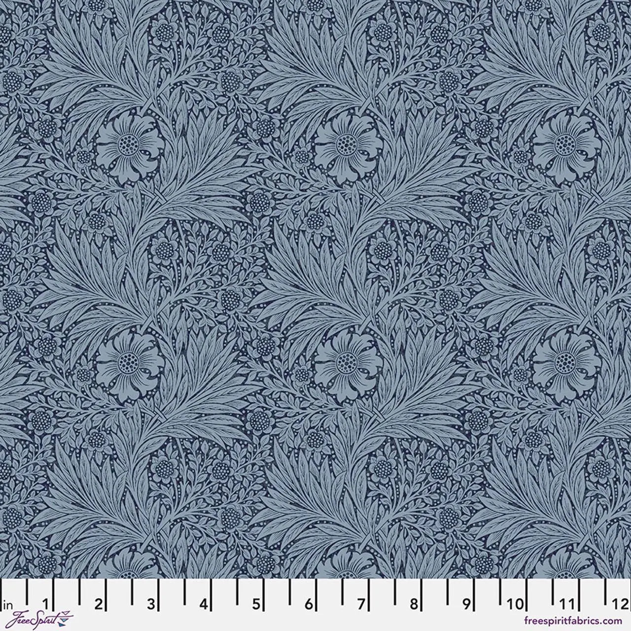 Quilting Cotton ORIGINAL MORRIS & Co Marigold Navy William Morris Floral Free Spirit