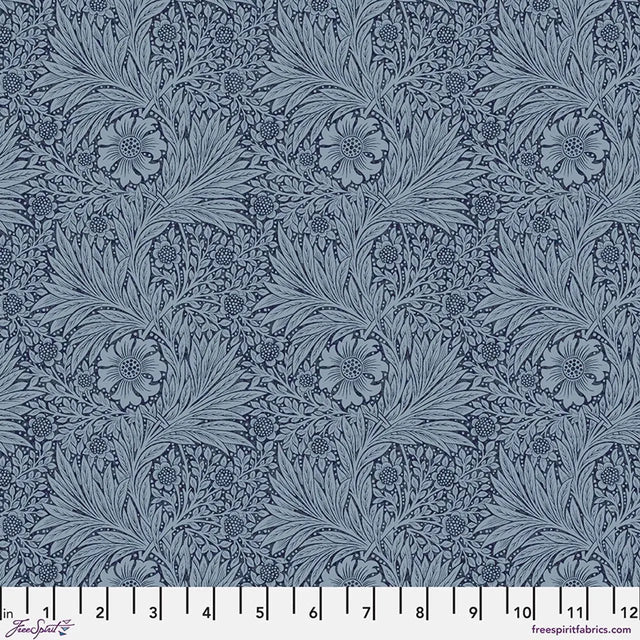 Quilting Cotton ORIGINAL MORRIS & Co Marigold Navy William Morris Floral Free Spirit