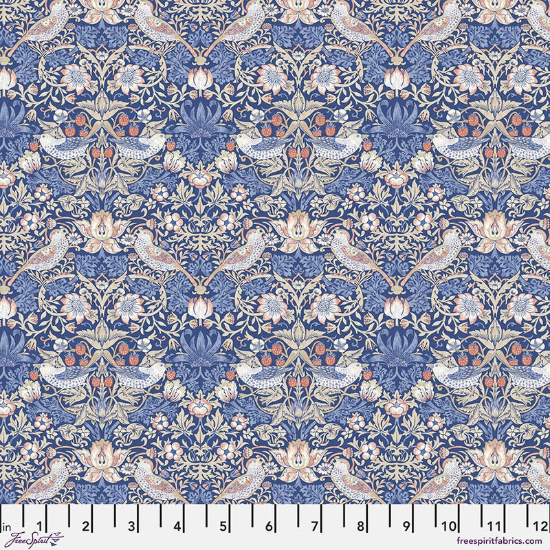 Quilting Cotton Mini Strawberry Thief Blue William Morris