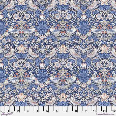 Quilting Cotton Mini Strawberry Thief Blue William Morris