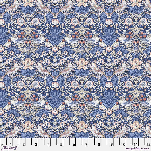 Quilting Cotton Mini Strawberry Thief Blue William Morris