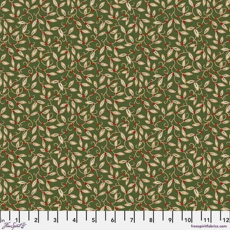 Quilting Cotton ORIGINAL MORRIS & Co Mistletoe Green The Cotswold Holiday Collection