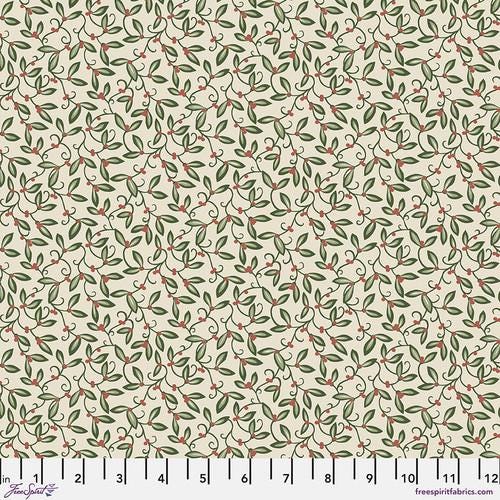 Quilting Cotton The Cotswold Holiday Collection Mistletoe Cream William Morris