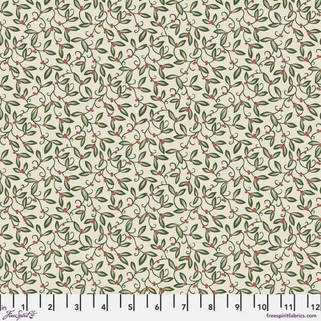 Quilting Cotton The Cotswold Holiday Collection Mistletoe Cream William Morris