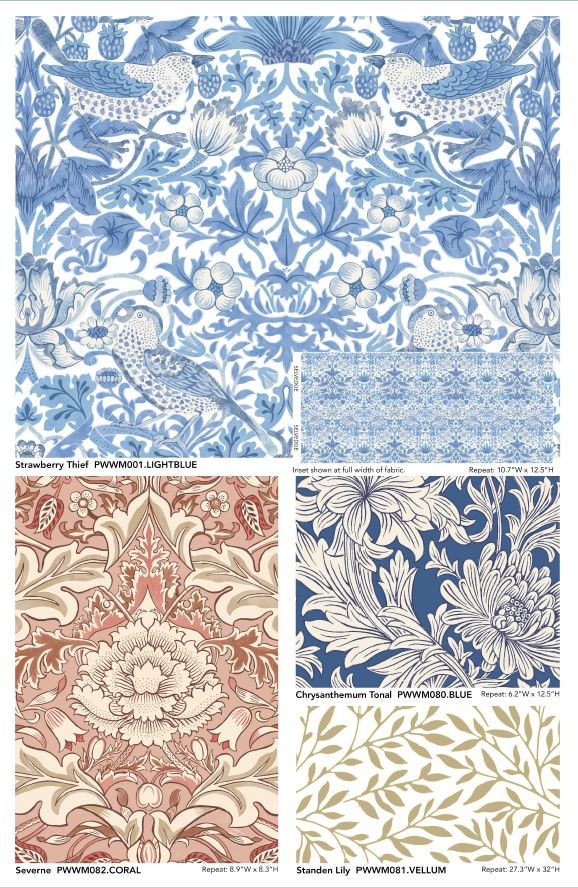 Quilting Cotton Wandle Collection Severne Blue William Morris