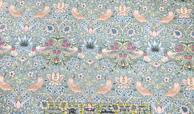 Quilting Cotton Mini Strawberry Thief Aqua William Morris