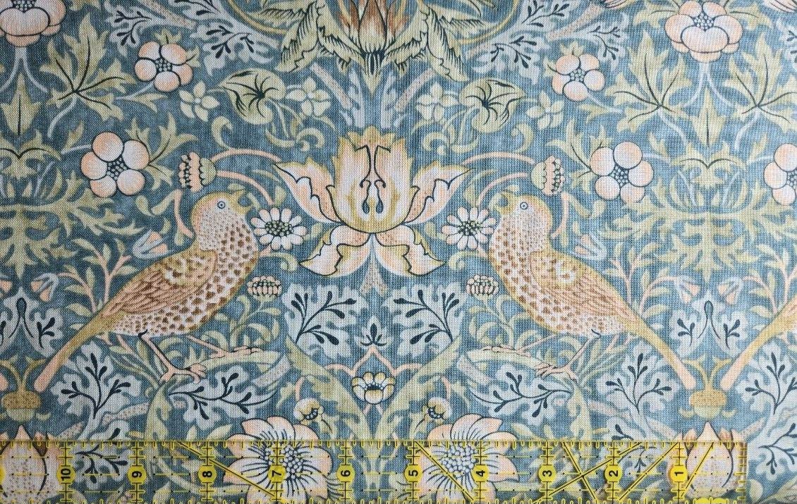 Quilting Cotton Mini Strawberry Thief Aqua William Morris