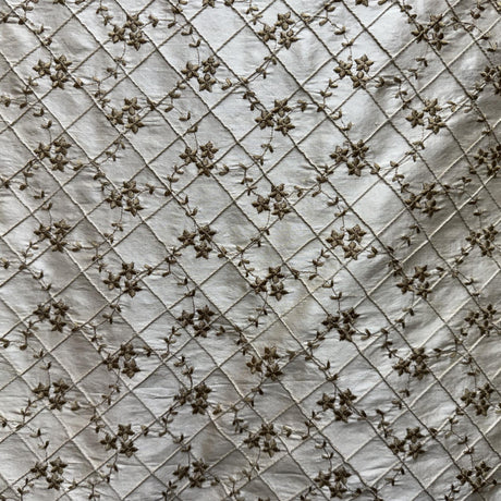 Orissa Silk Fabric - Small Diamond Floral Embroidered, 54" Width (1 Yard)