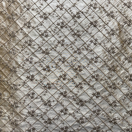 Orissa Silk Fabric - Small Diamond Floral Embroidered, 54" Width (1 Yard)