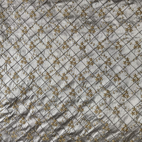 Orissa Silk Fabric - Small Diamond Floral Embroidered, 54" Width (1 Yard)