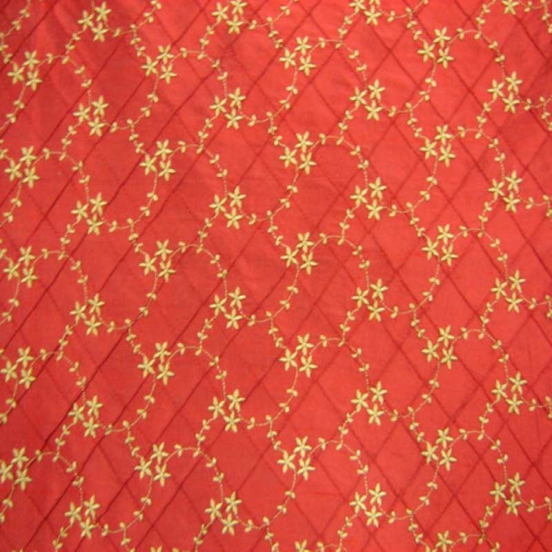 Orissa Silk Fabric - Small Diamond Floral Embroidered, 54" Width (1 Yard)