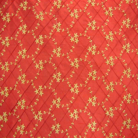 Orissa Silk Fabric - Small Diamond Floral Embroidered, 54" Width (1 Yard)