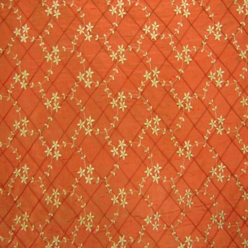 Orissa Silk Fabric - Small Diamond Floral Embroidered, 54" Width (1 Yard)