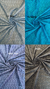 Heavy Eyelet Polyester Cotton Fabric - Navy Blue Floral Embroidery, 41"- 42" Width (1 Yard)