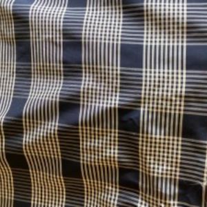 Orsen Striped Square Geometric Silk Fabric - Black/Gold, 54" Width (1 Yard)