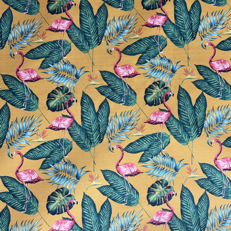 Fleming Polyester Fabric - Outdoor Floral Flamingo, 59" Width (1 Yard)