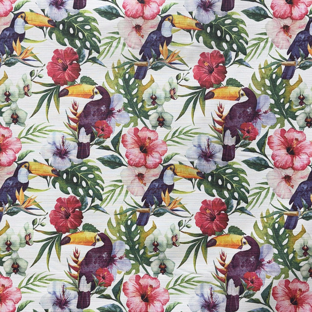 Minorca Polyester Fabric - Outdoor Floral Bird Pattern, 59" Width (1 Yard)
