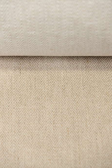 Linen Herringbone Fabric Oatmeal