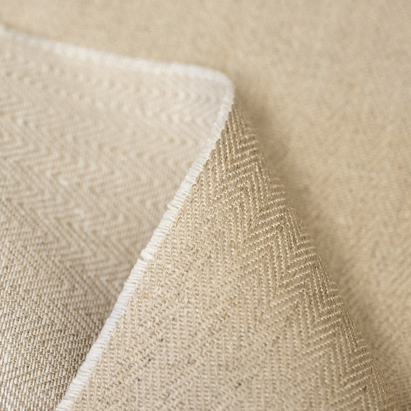 Linen Herringbone Fabric Oatmeal