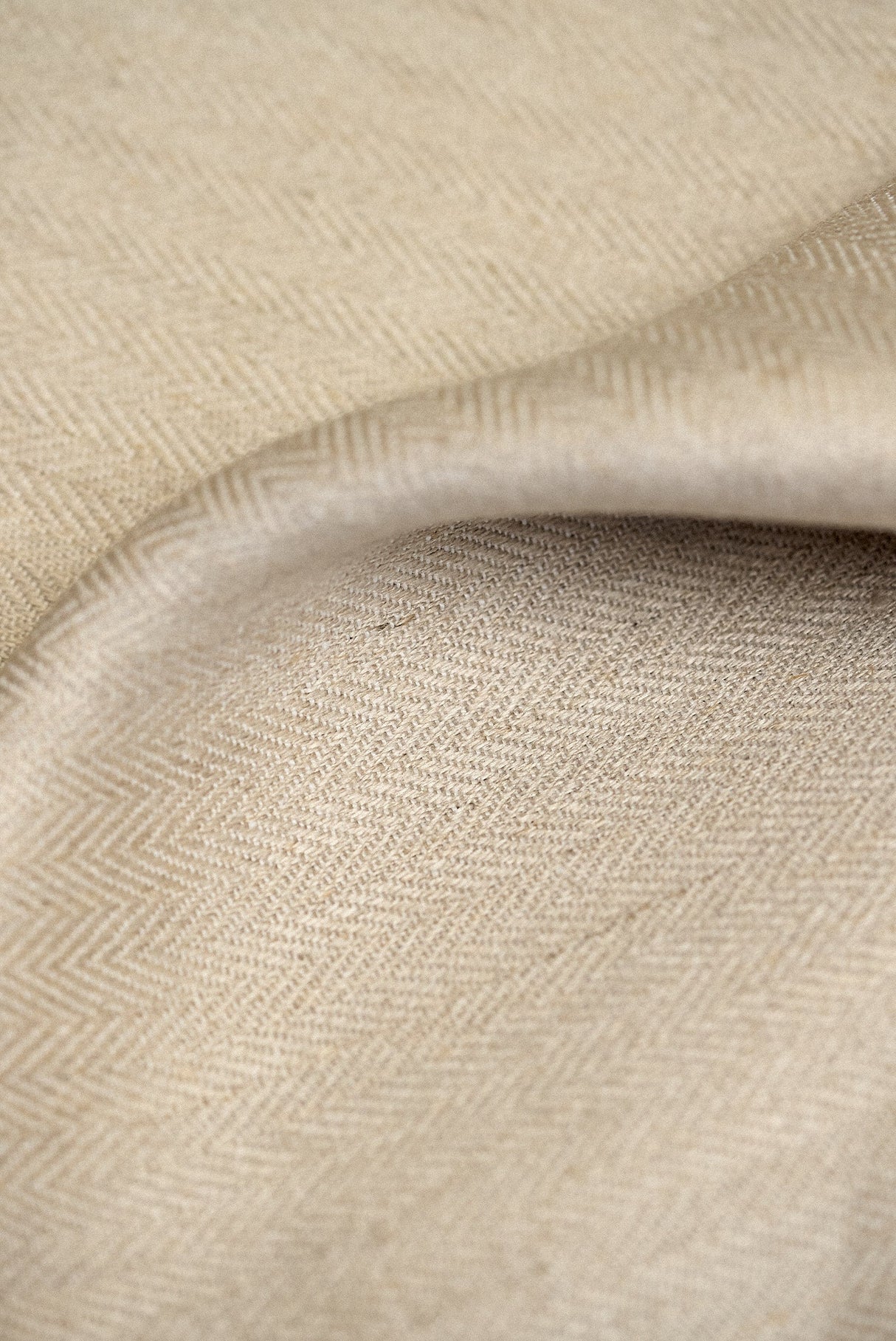 Linen Herringbone Fabric Oatmeal