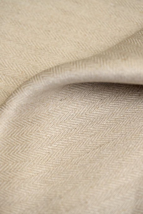 Linen Herringbone Fabric Oatmeal
