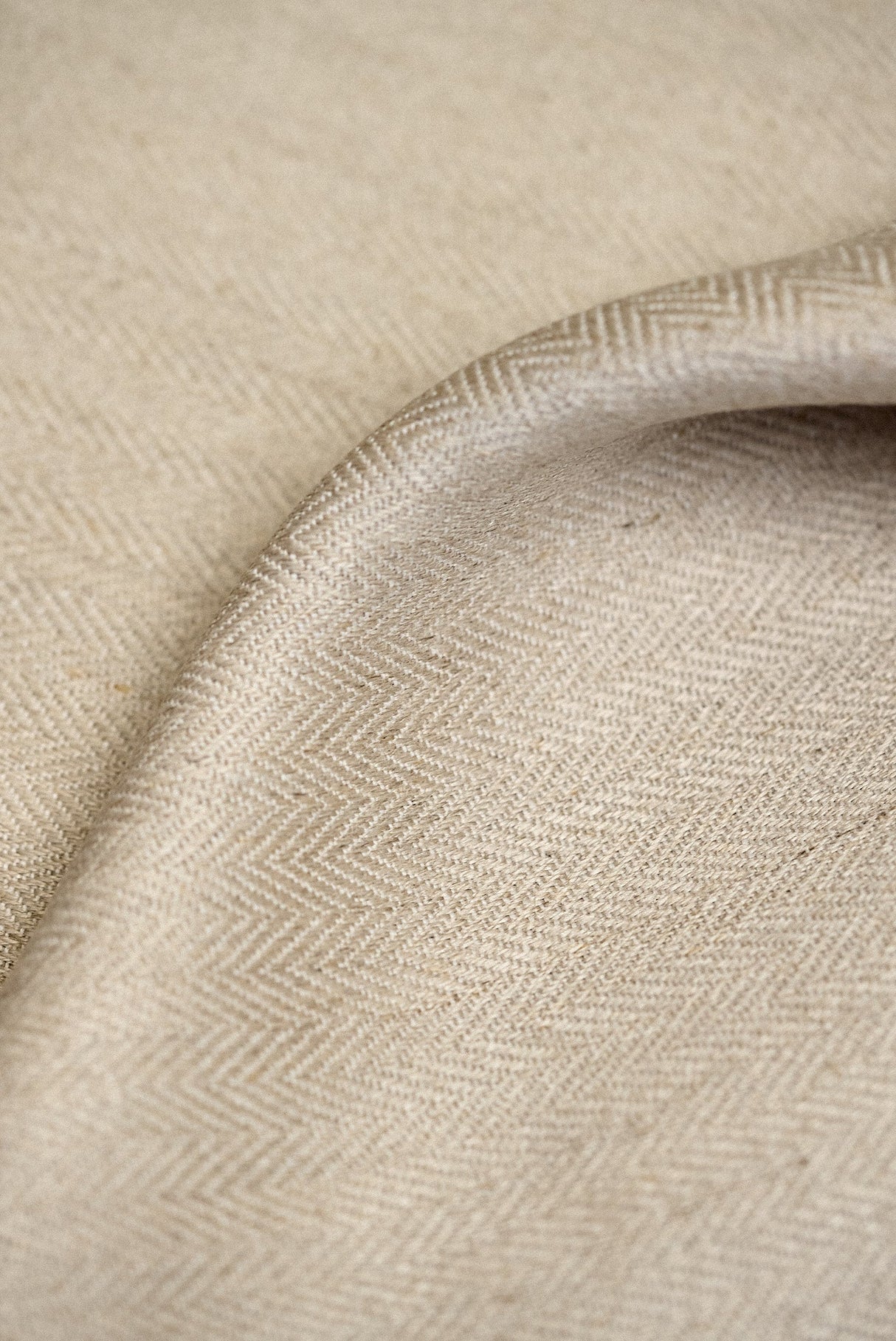 Linen Herringbone Fabric Oatmeal