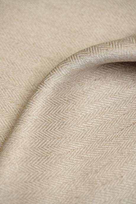 Linen Herringbone Fabric Oatmeal