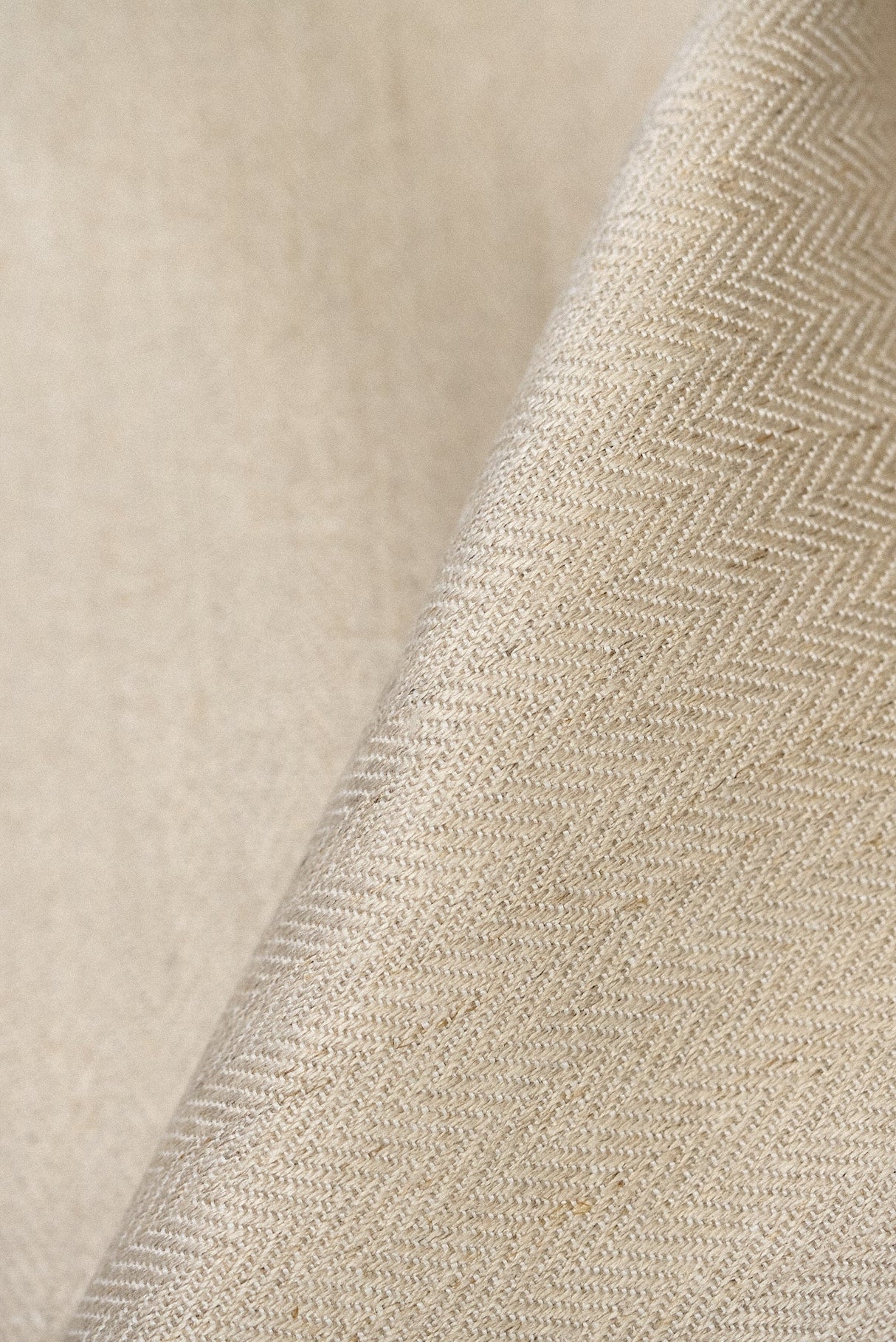 Linen Herringbone Fabric Oatmeal