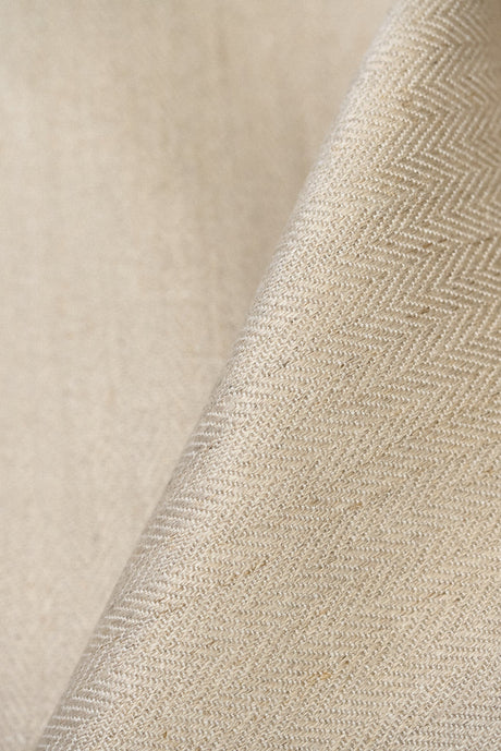 Linen Herringbone Fabric Oatmeal