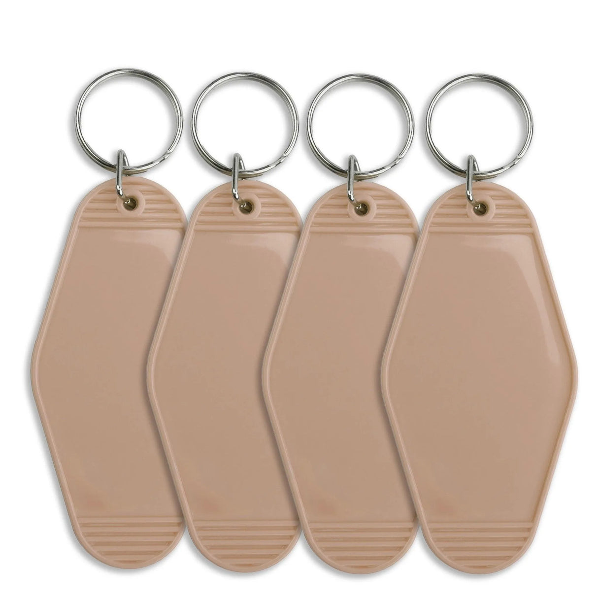 Retro Motel Keychain with Silver Ring - Oatmeal (4 per Set)