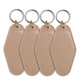 Retro Motel Keychain with Silver Ring - Oatmeal (4 per Set)