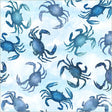 Cotton Fabric Ocean Life Blue Crabs Mist Wideback 108/109"