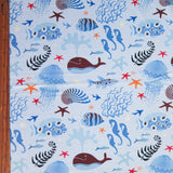 Stretch Woven Boardshort Fabric Ocean Scene Flow UPF 50+
