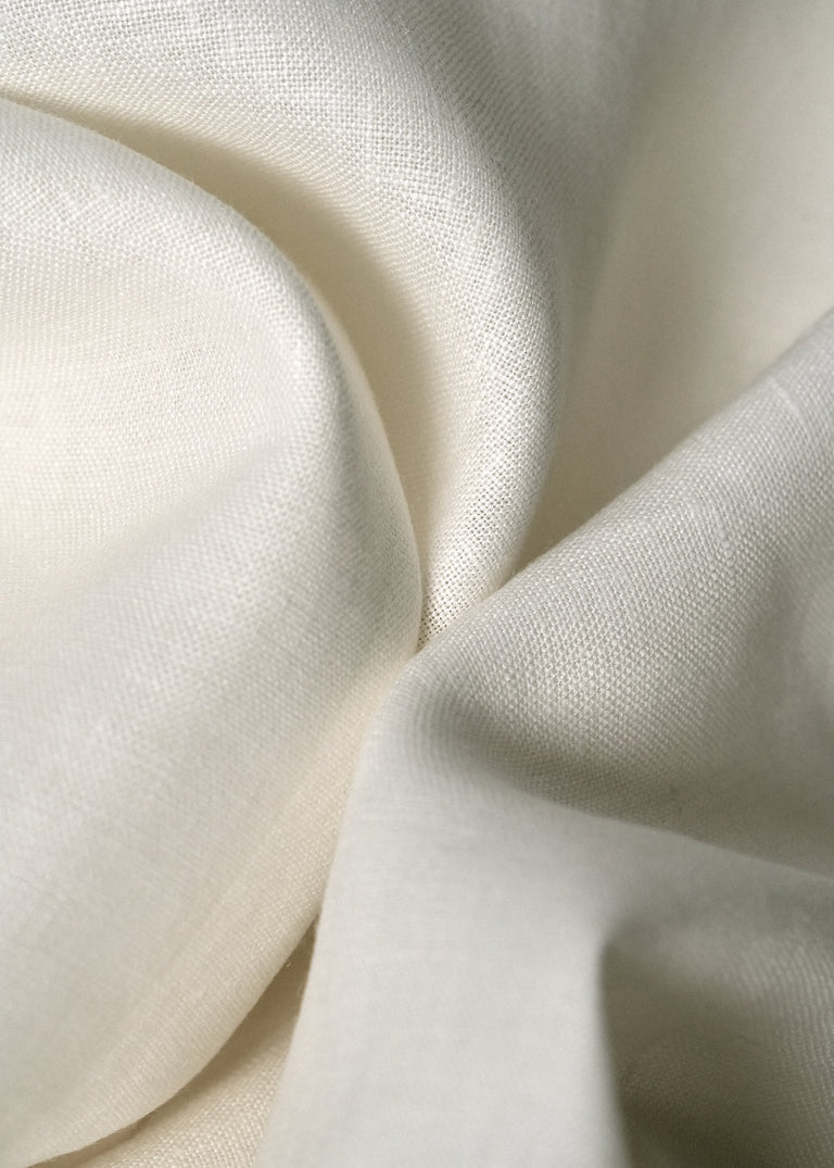 1 Yard Ivory Solid Pure Linen Fabric, Midweight Flat Weave 60 Inches Wide for Apparel and Décor