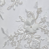 1 Yard Tulle Lace Fabric Embroidered Applique 3D Floral Pattern Delicate Look 52" Wide
