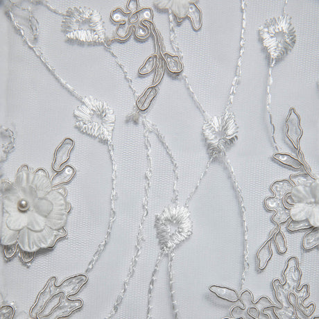 1 Yard Tulle Lace Fabric Embroidered Applique 3D Floral Pattern Elegant Look 52" Wide