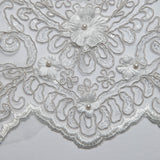 1 Yard 3D Floral Applique Embroidered Tulle Lace Fabric – 52" Wide Premium Textile for Bridal