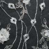 1 Yard Tulle Lace Fabric Embroidered Applique 3D Floral Pattern Elegant Look 52" Wide