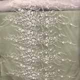 Beaded 3D Floral Lace Fabric Off White