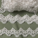 Beaded Corded Lace Trim 2" Wide White Off White